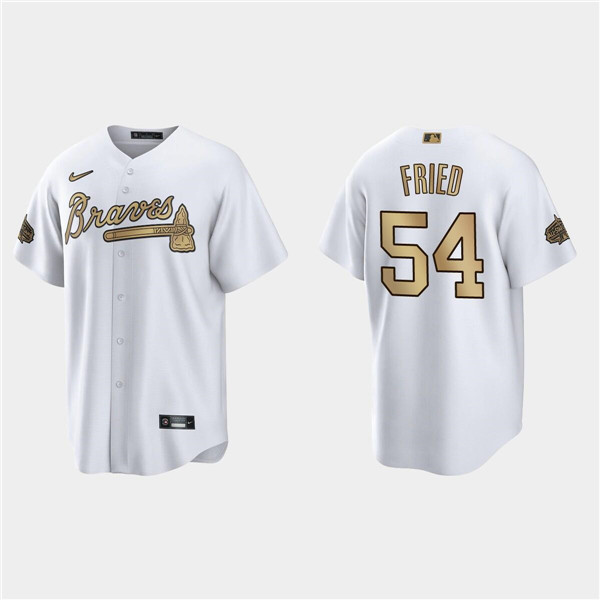 Men's White Atlanta Braves #54 Max Fried 2022 All-Star Cool Base Stitched Baseball Jersey